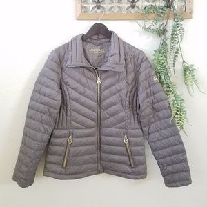 Michael Kors Packable Down Fill Puffer Jacket Grey